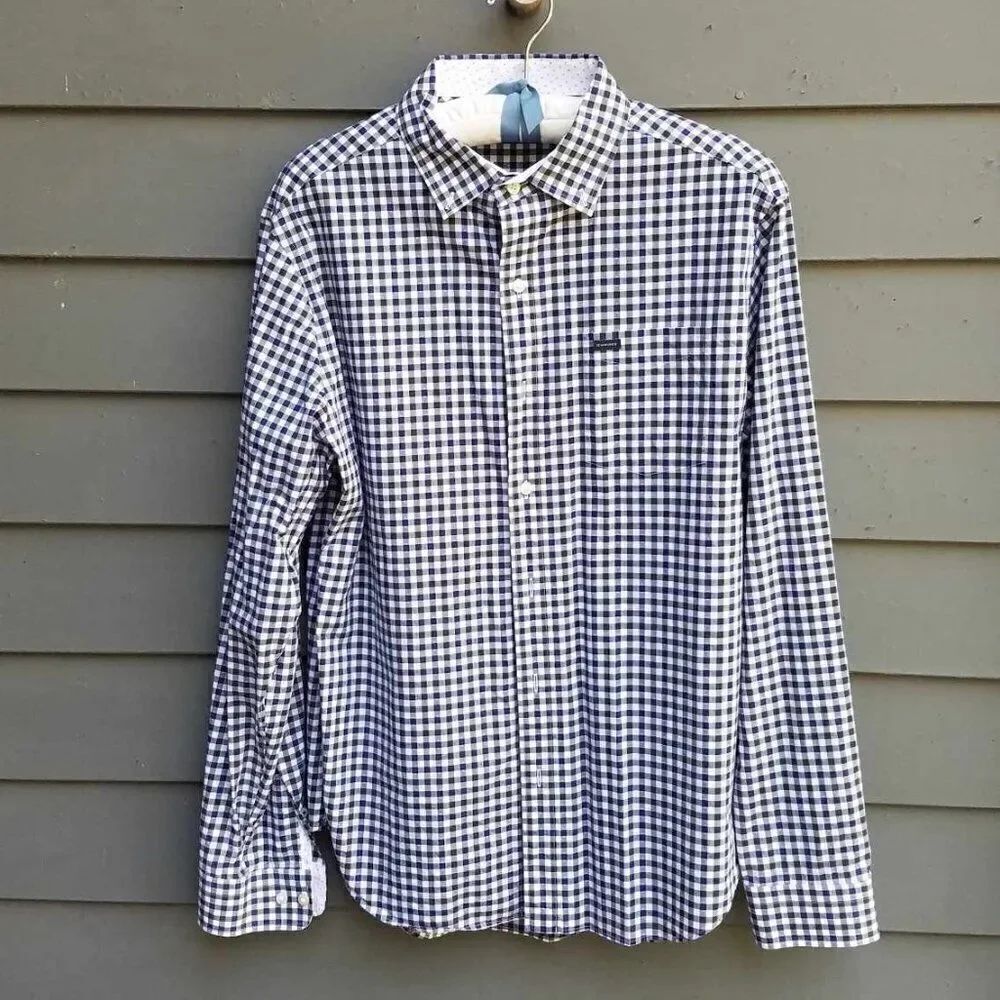 NWOT 7 Diamonds Purple Black White Check Shirt size XL Abbey Road Fit